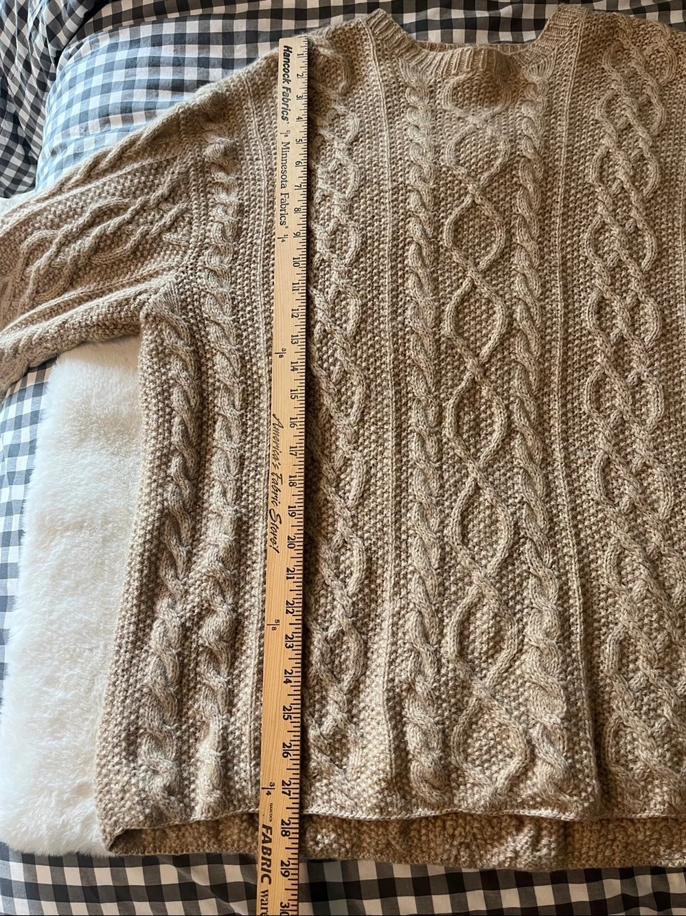 J. Crew Oarsman 100% WOOL Fisherman Sweater Beige/Oatmeal Men's Size Large